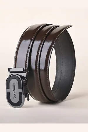 LOUIS STITCH Premium VT Leather Men Auto Lock Buckle Belt