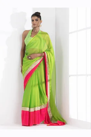 Swtantra Colourblocked Poly Chiffon Saree
