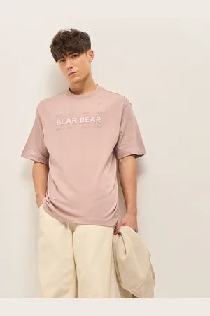 The Bear House Typography Printed Drop Shoulder Sleeves Cotton Oversized T-shirt