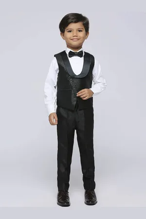 YK Boys Solid Four Piece Suit With Shirt