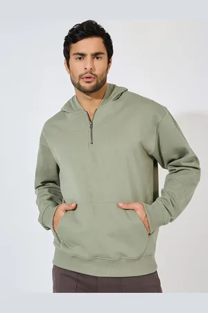 Styli Men Quarter Zip Relaxed Fit Hoodie In Fleece
