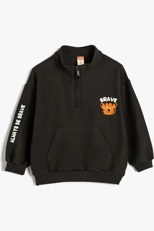 Koton Boys Graphic Printed Mock Collar Cotton Pullover Sweatshirt