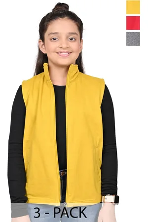 BAESD Girls Pack Of 3 Mock Collar Solid Fleece Casual Open Front Jackets