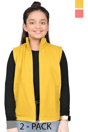 BAESD Girls Pack Of 2 Mock Collar Solid Fleece Casual Open Front Jackets
