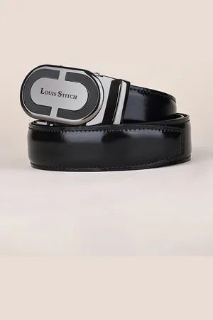 LOUIS STITCH Premium VT Leather Men Auto Lock Buckle Belt