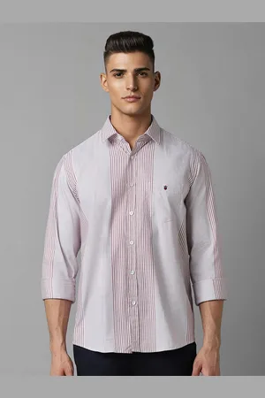 Louis Philippe Spread Collar Long Sleeves Men Slim Fit Striped Casual Shirt