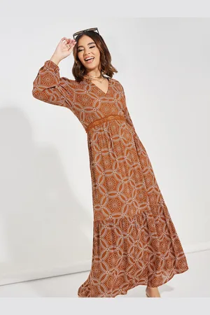 Styli Women Floral Printed Tiered Maxi Dress