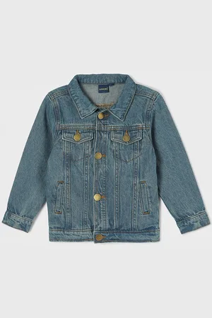 Lifestyle Boys Spread Collar Solid Cotton Casual Denim Jacket