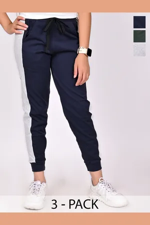 BAESD Girls Pack Of 3 Colour-Blocked Relaxed Fit Cotton Joggers