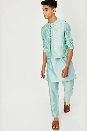 Max Collection Boys Mandarin Collar Kurta With Trouser & Nehru jacket