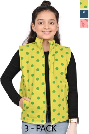 BAESD Girls Pack Of 3 Mock Collar Floral Printed Fleece Casual Open Front Jackets