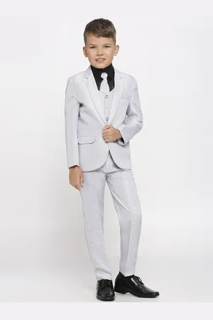 YK Boys Solid Five Piece Single Breasted Suit With Shirt