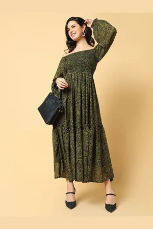 SHOWOFF Women Floral Printed Off-Shoulder Fit & Flare Maxi Dress