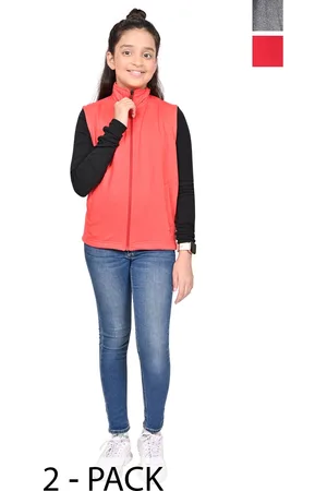 BAESD Girls Pack Of 2 Mock Collar Solid Fleece Casual Open Front Jackets