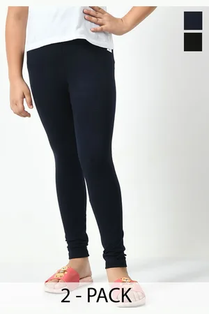 KAYU Girls Pack Of 2 Solid Ankle Length Leggings