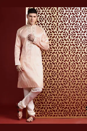 MANQ Floral Embroidered Mandarin Collar Sequins Straight Kurta