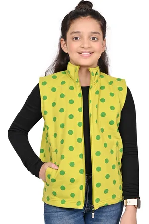 BAESD Girls Mock Collar Polka Dots Printed Fleece Casual Open Front Jacket