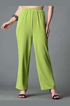 Roadster The Lifestyle Co Ribbed High-Rise Wide Leg Casual Trousers