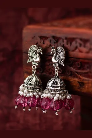 Aadita Dome Shaped Kundan Studded & Beaded Jhumkas