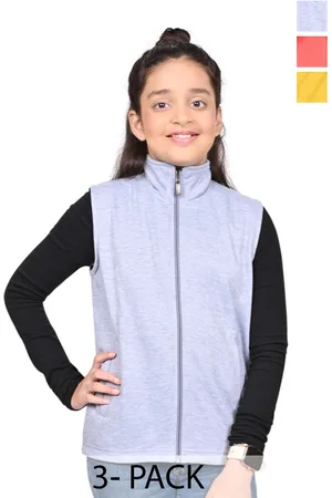 BAESD Girls Pack Of 3 Mock Collar Solid Fleece Casual Open Front Jackets