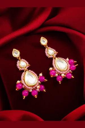 Aadita Gold-Plated Kundan & AD Studded Classic Drop Earrings