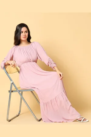 SHOWOFF Women Puff Sleeves Fit & Flare Maxi Dress