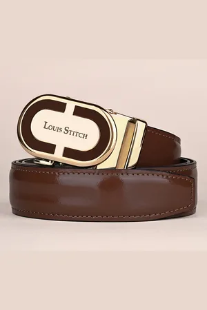 LOUIS STITCH Premium VT Leather Men Auto Lock Buckle Belt