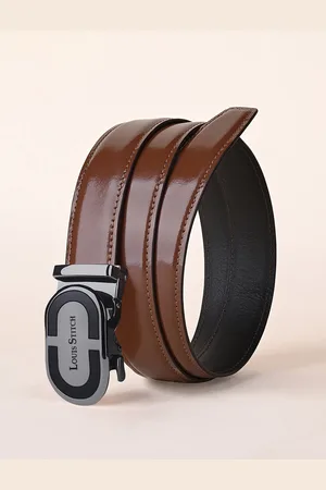 LOUIS STITCH Premium VT Leather Men Auto Lock Buckle Belt