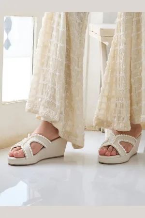 CAÏ Women Embellished PU Party Wedge Sandals