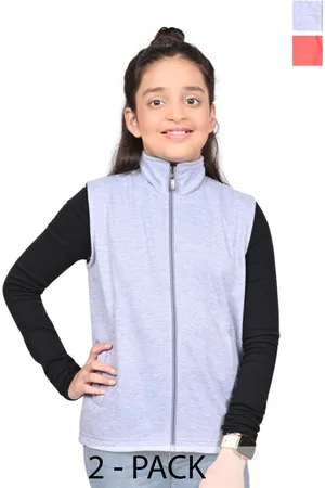 BAESD Girls Pack Of 2 Mock Collar Solid Fleece Casual Open Front Jackets