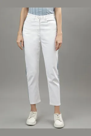 ICONIC Women Straight Fit Stretchable Mid-Rise Cotton Jeans