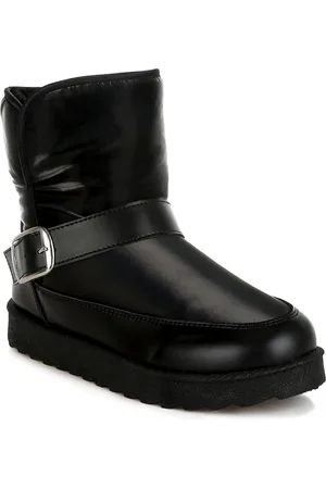 London Rag Women Flatform Heeled Buckle Strap Puffy Chunky Boots