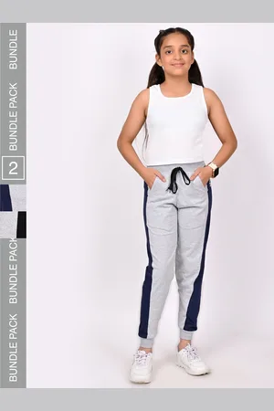 BAESD Girls Pack Of 2 Colorblocked Pure Cotton Relaxed-Fit Mid-Rise Joggers