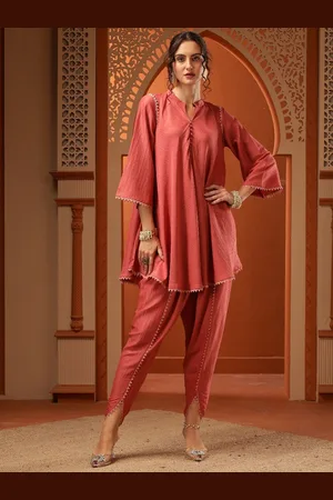 Bani Women Embellished Flard Sleeve Side Laces Tunic With Trouser Co-Ords