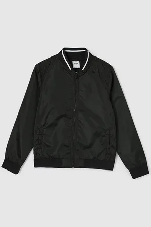 Max Collection Boys Stand Collar Solid Casual Bomber Jacket