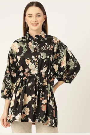 Jaipur Women Floral Printed Shirt Collar Cotton Top