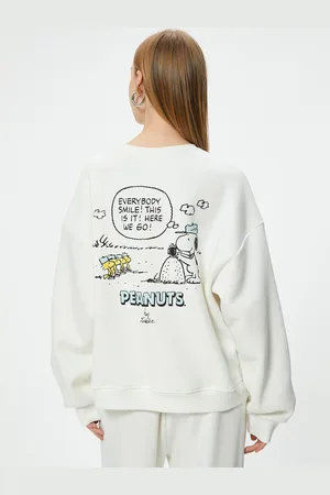 Koton Women Graphic Printed Round Neck Cotton Pullover Sweatshirt