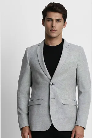 Louis Philippe Men Self-Design Single-Breasted Pure-Cotton Slim-Fit Blazer