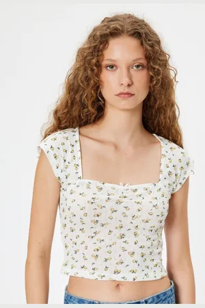 Koton Women Conversational Printed Pure Cotton Crop Top