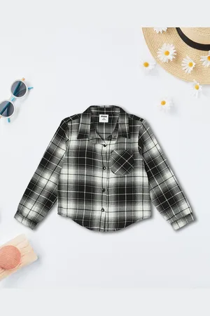 Max Collection Girls Spread Collar Tartan Checked Cotton Casual Shirt