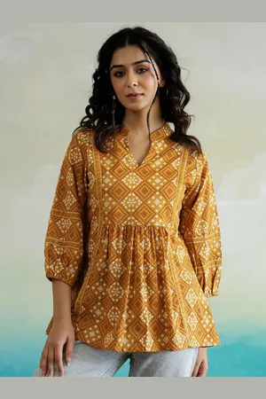 SANSKRUTIHOMES Women Ethnic Motifs Printed Cotton Top