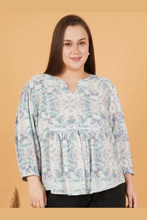 Sztori Women Abstract Printed Round Neck Plus Size Top
