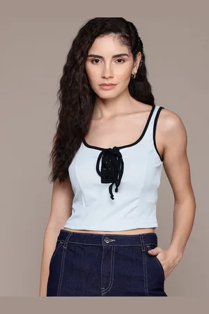 Roadster The Lifestyle Co. Lace-Up Detail Ribbed Top