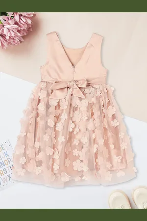 Max Collection Girls Floral Embroidered Knee Length Fit & Flare Dress
