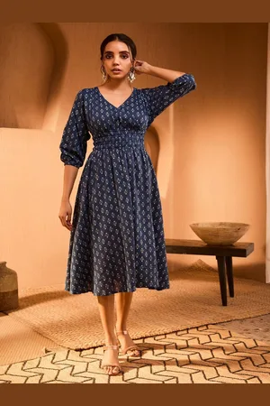Bani Women Floral Print Puff Sleeve Midi Dress