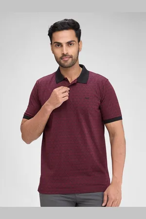 Park Avenue Men Geometric Printed Polo Collar Cotton T-shirt