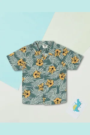 Max Collection Boys Spread Collar Floral Printed Cotton Casual Shirt