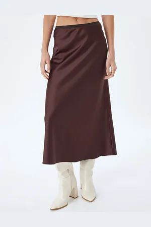 Koton Women Solid A-line Midi Skirt