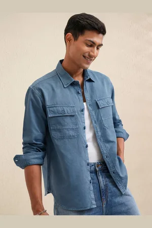 LocoMotive Premium Men Dyed Washed Utility Pocket Overshirt