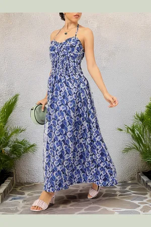 DressBerry Petal Party Floral Print Maxi A-line Dress